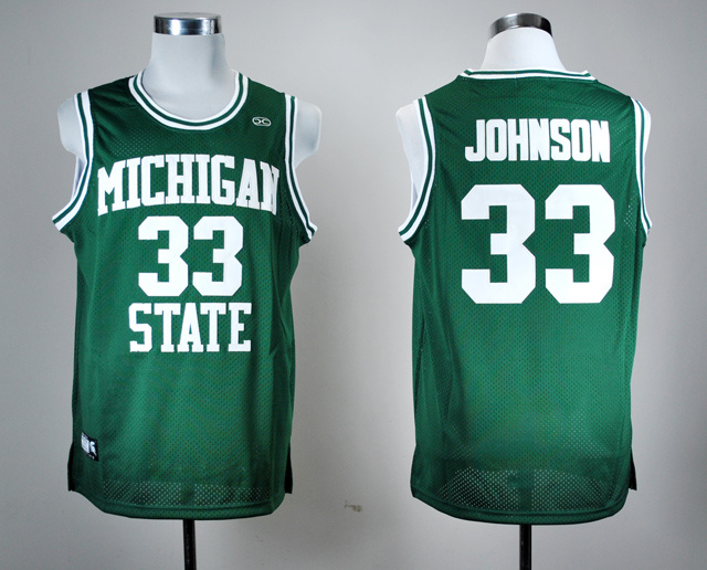 NCAA Michigan State Spartans 33 Earvin Magic Johnson Green College Basketball Jersey
